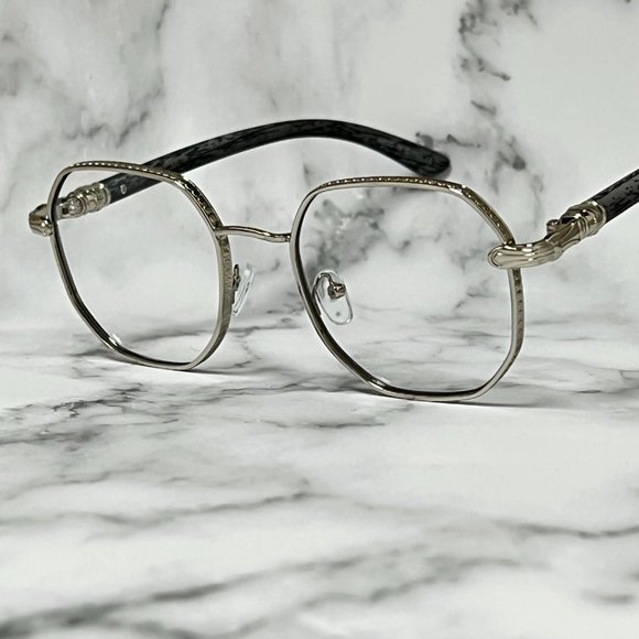 Eye‎ Glasses Round Clear Lens Hip Hop Style Flat Lens Silver Metal Buff Retro - Picture 1 of 4